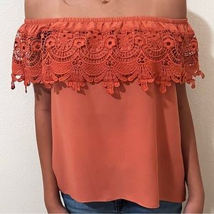 Coral Off the Shoulder Blouse